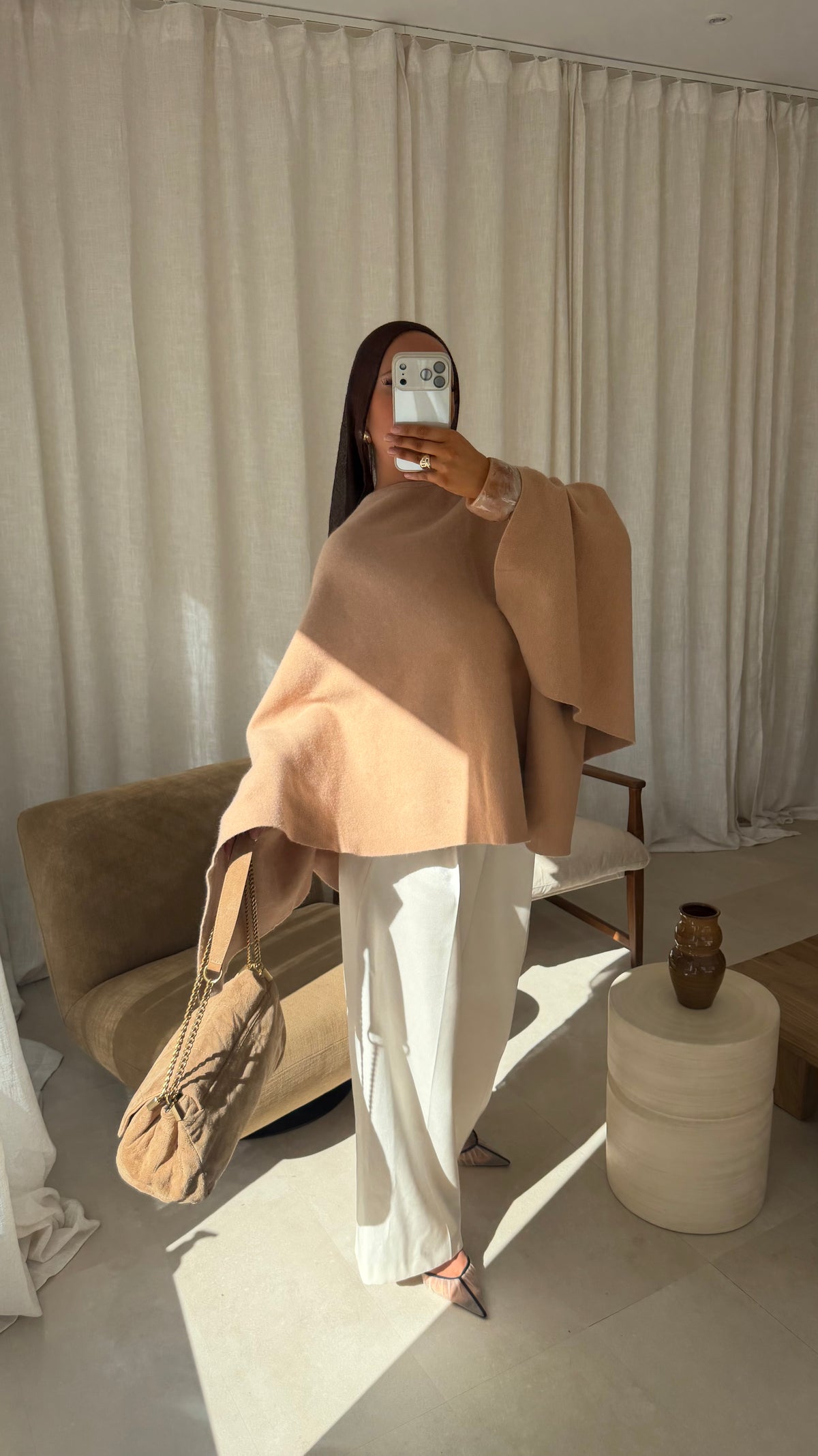 [GAMME LUXE] Cape en laine véritable ELDENA | Camel