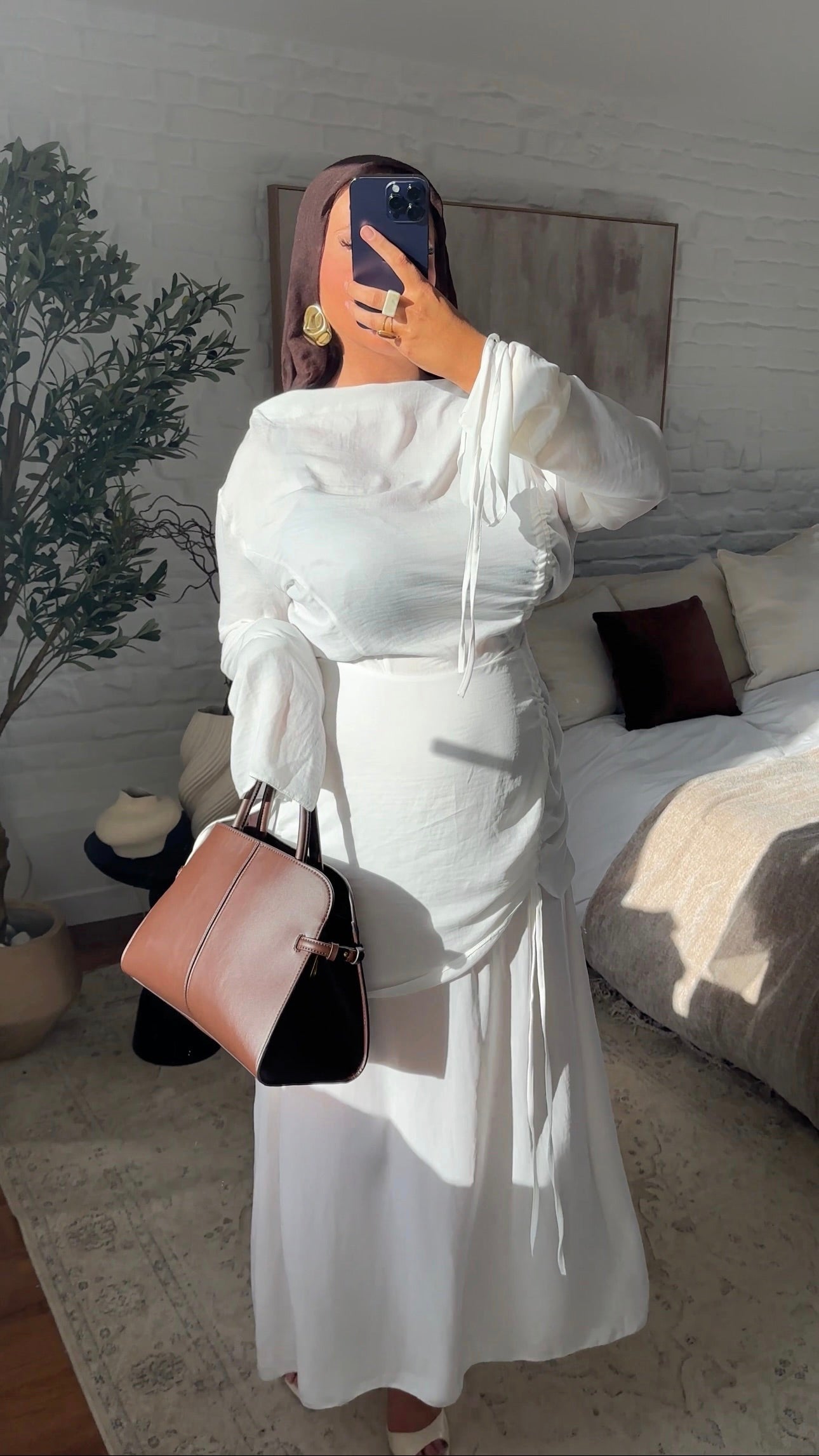Robe longue à lacets | Blanc