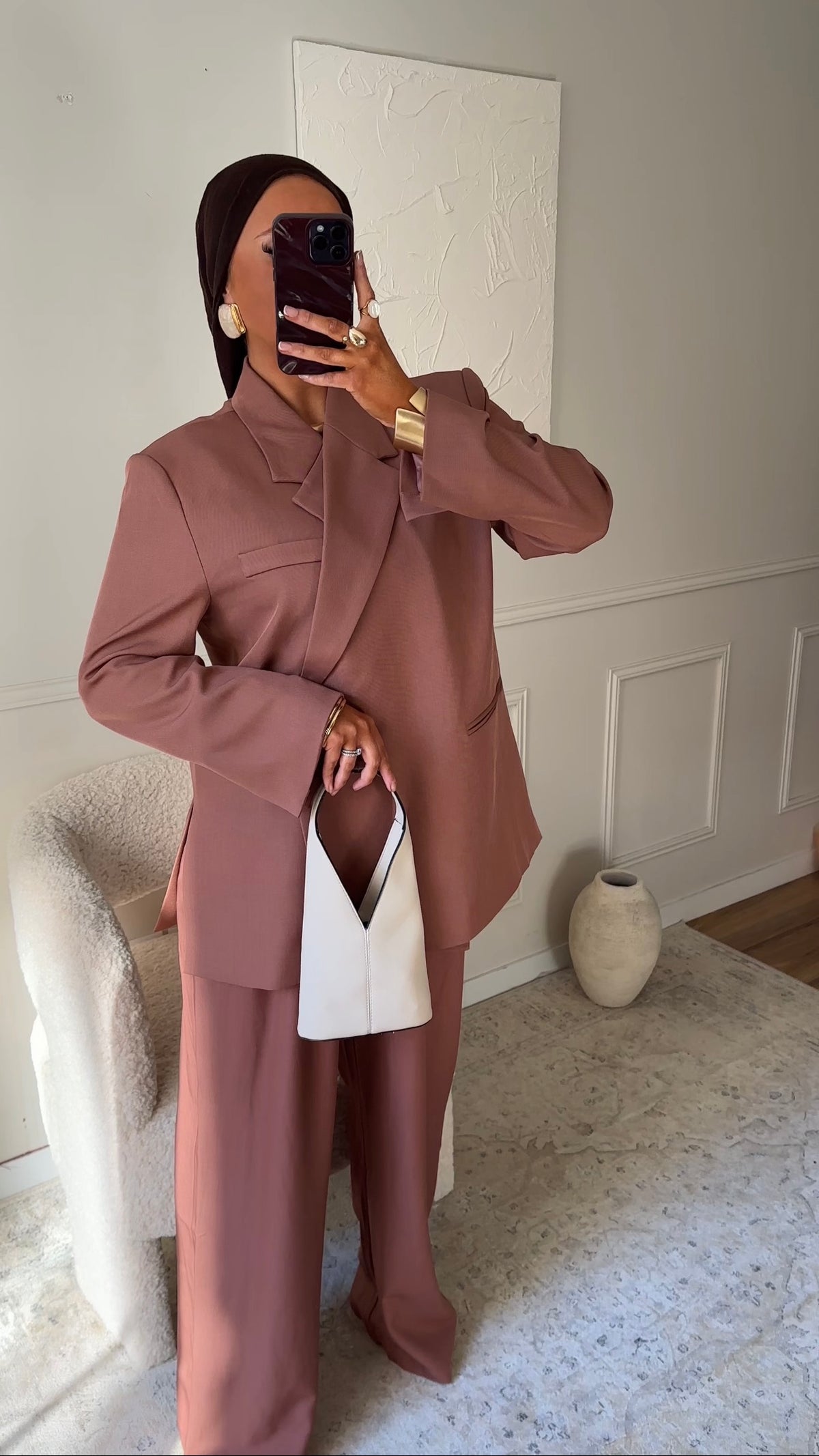 [GAMME PREMIUM] Blazer oversize cache cœur | Mocha