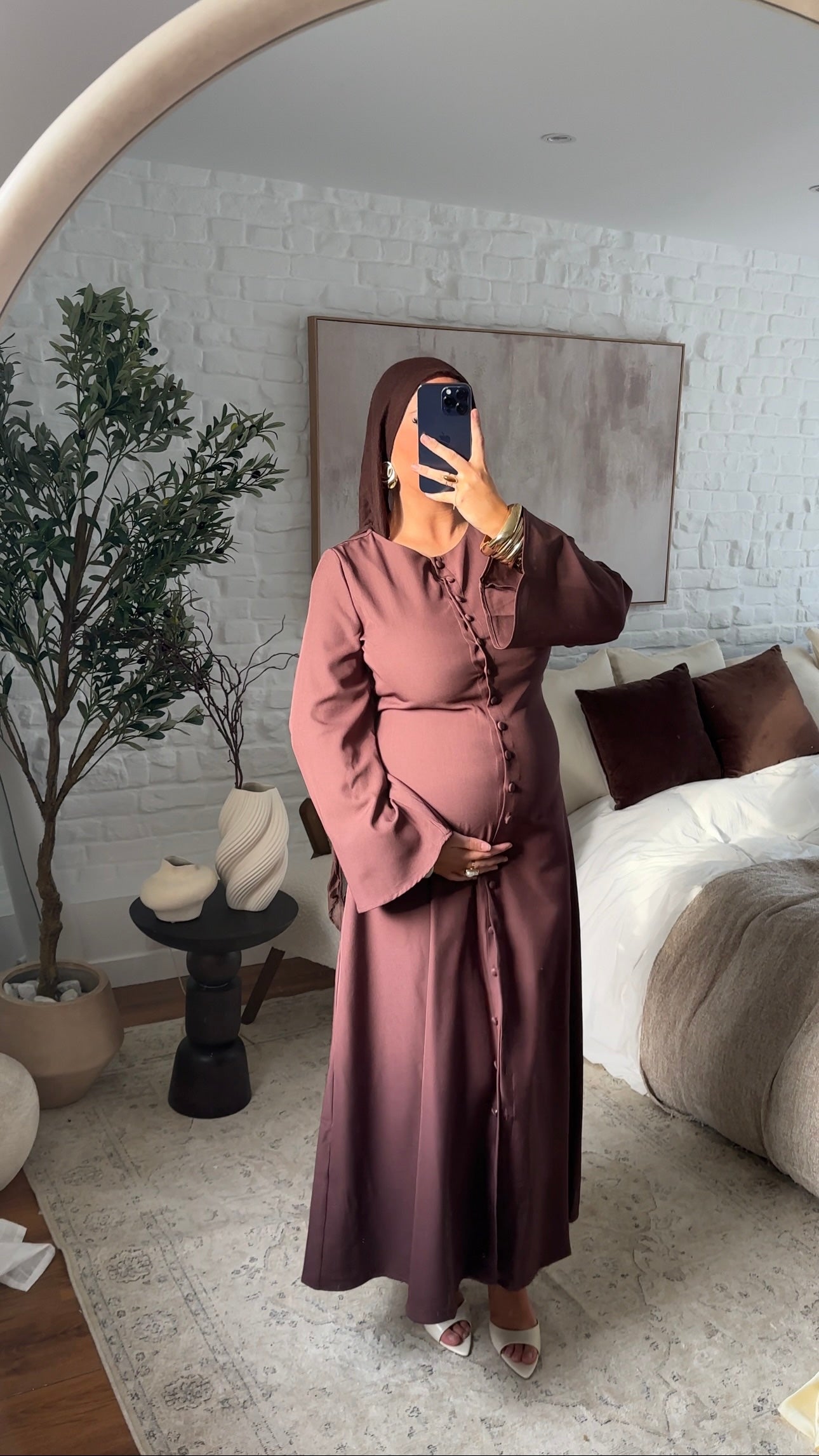 [GAMME PREMIUM] Robe longue à boutons | Bordeaux
