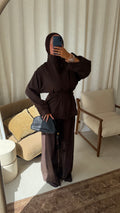 Pantalon large ultra long | Marron