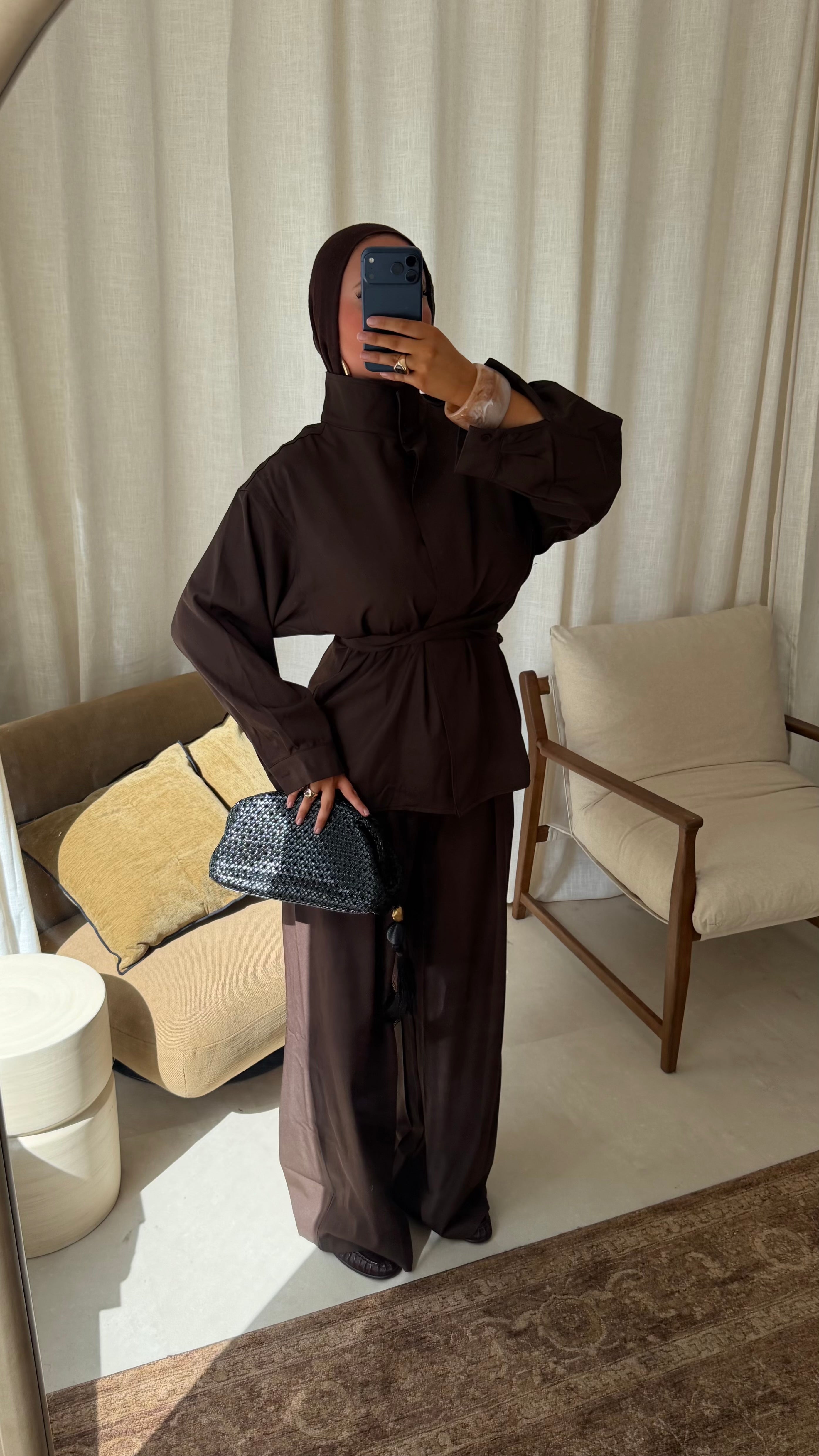 Pantalon large ultra long | Marron
