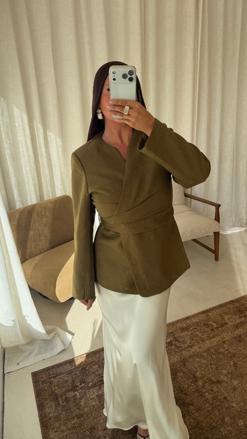 Blazer cintré ajustable | Olive