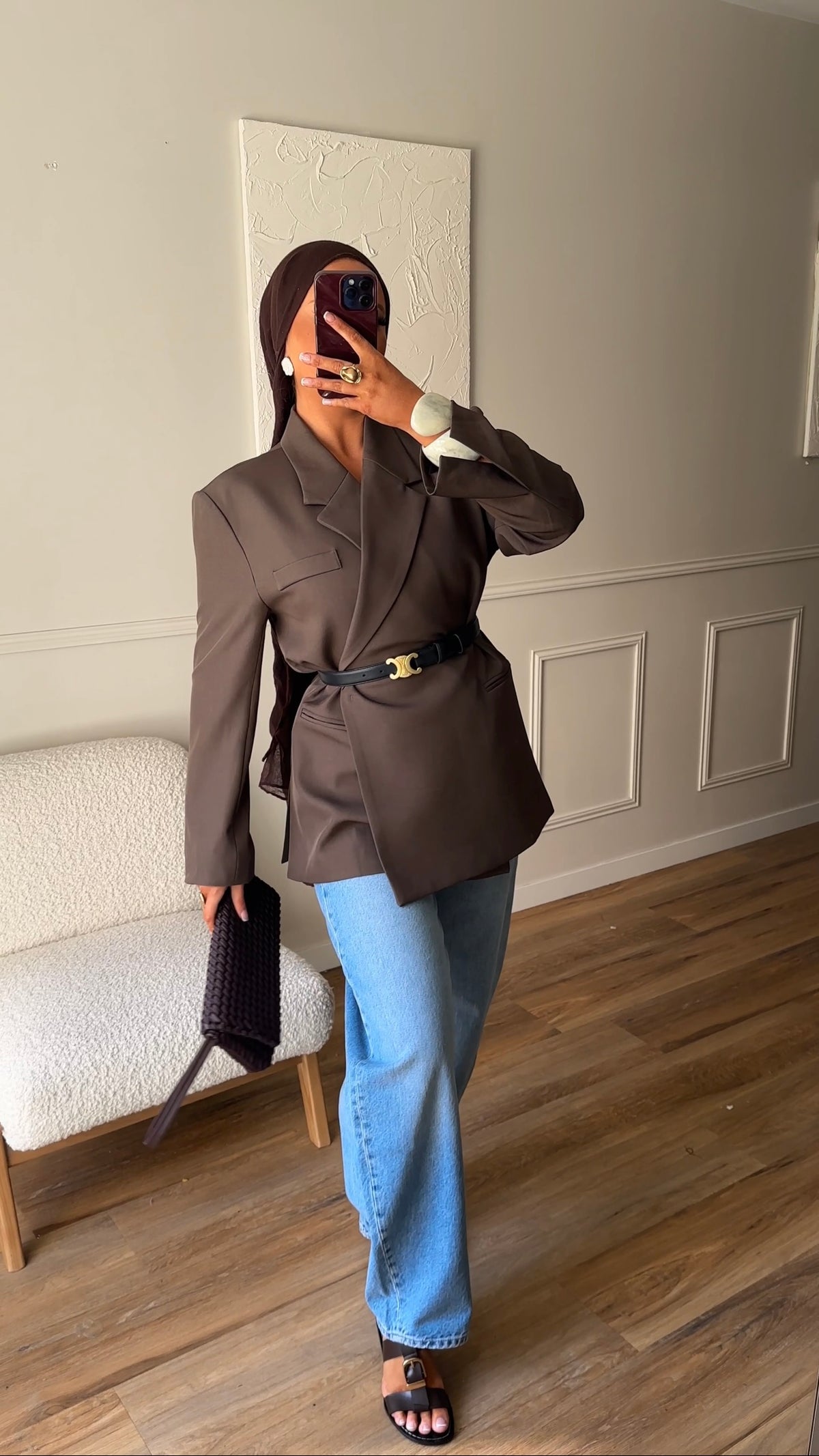 [GAMME PREMIUM] Blazer oversize cache cœur | Marron