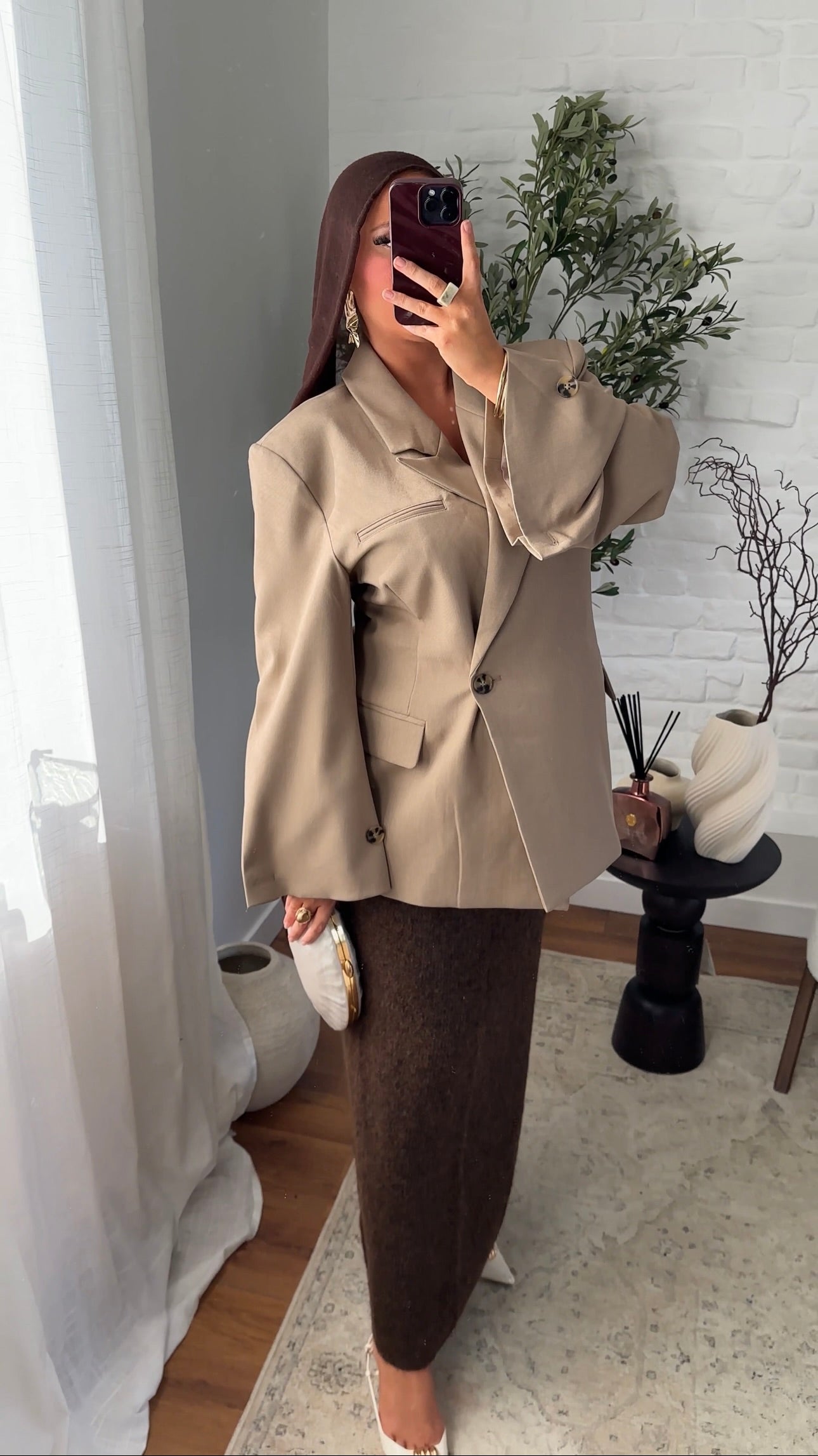 [GAMME PREMIUM] Blazer cache cœur oversize à boutonnage | Beige
