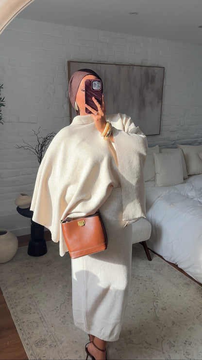 Cape en maille ultra douce | Beige