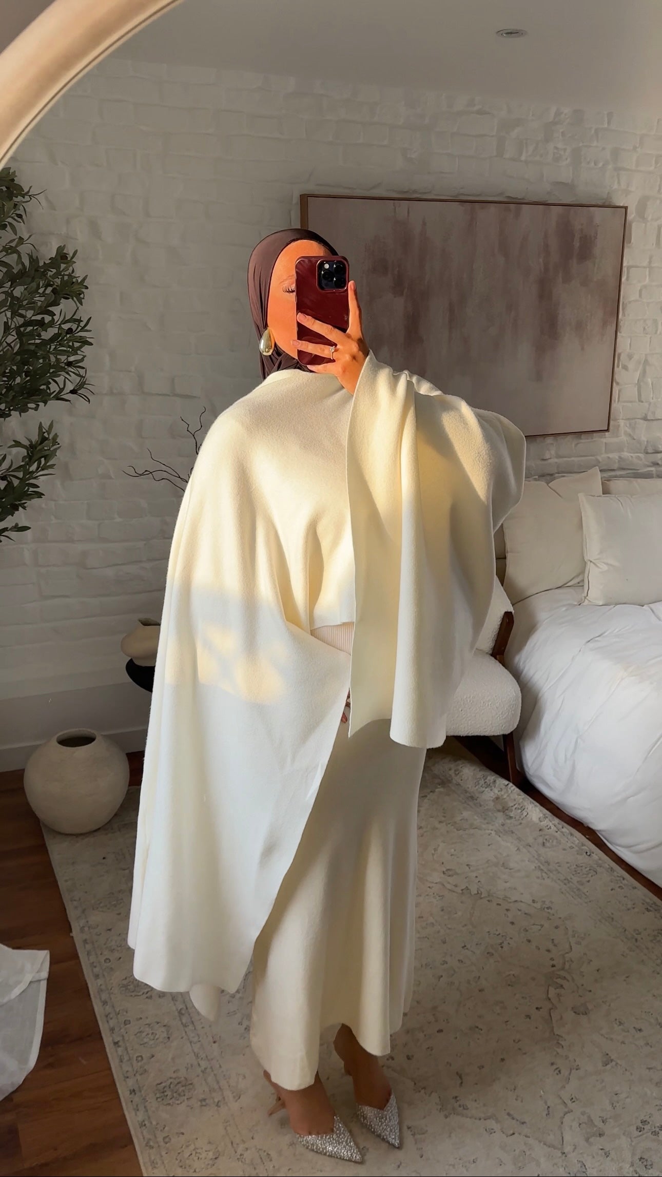 [CRÉATION] Cape ultra longue en maille | Blanc