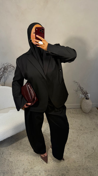 [GAMME LUXE] Blazer luxe ultra large avec liseré | Noir