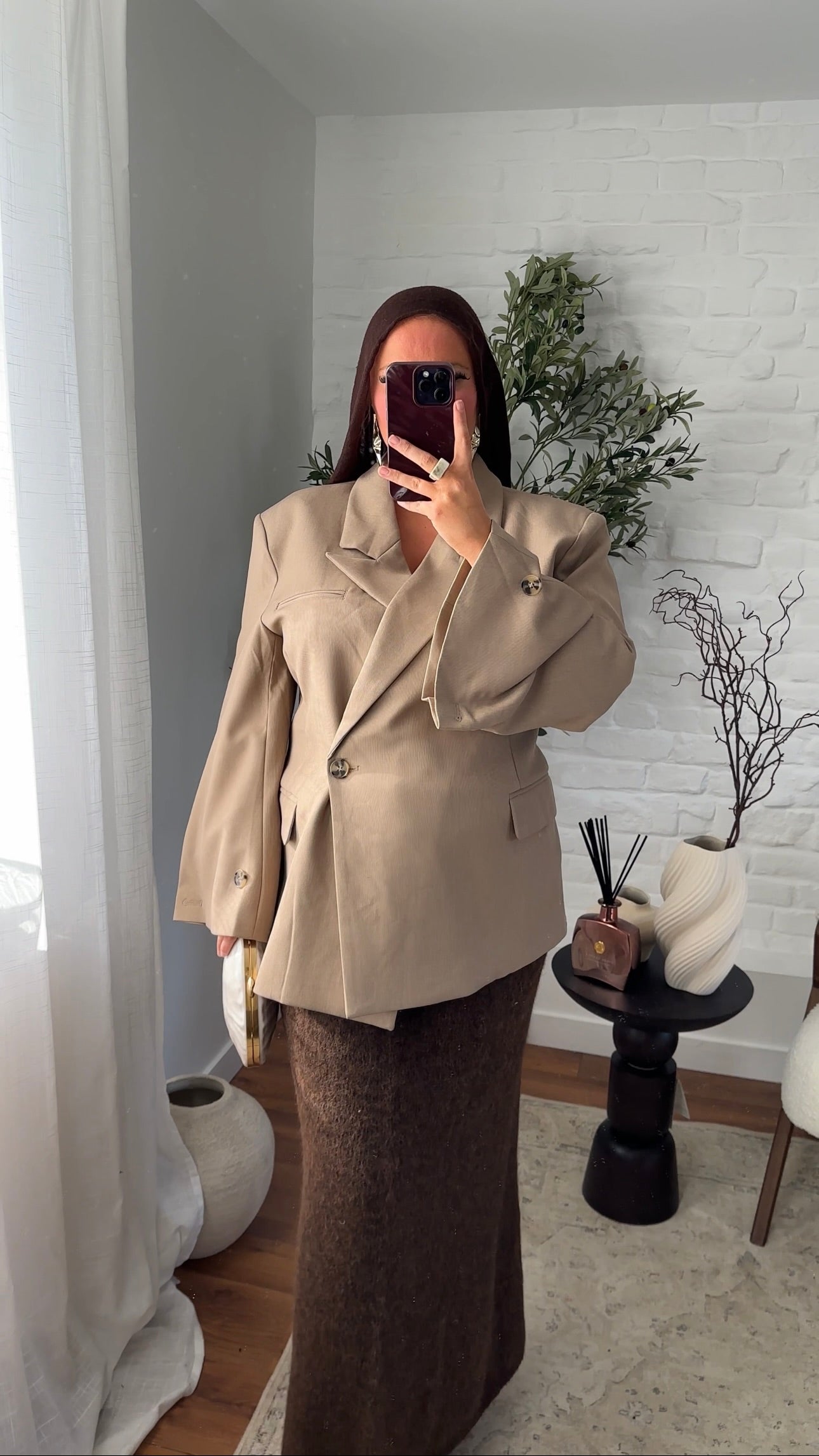 [GAMME PREMIUM] Blazer cache cœur oversize à boutonnage | Beige