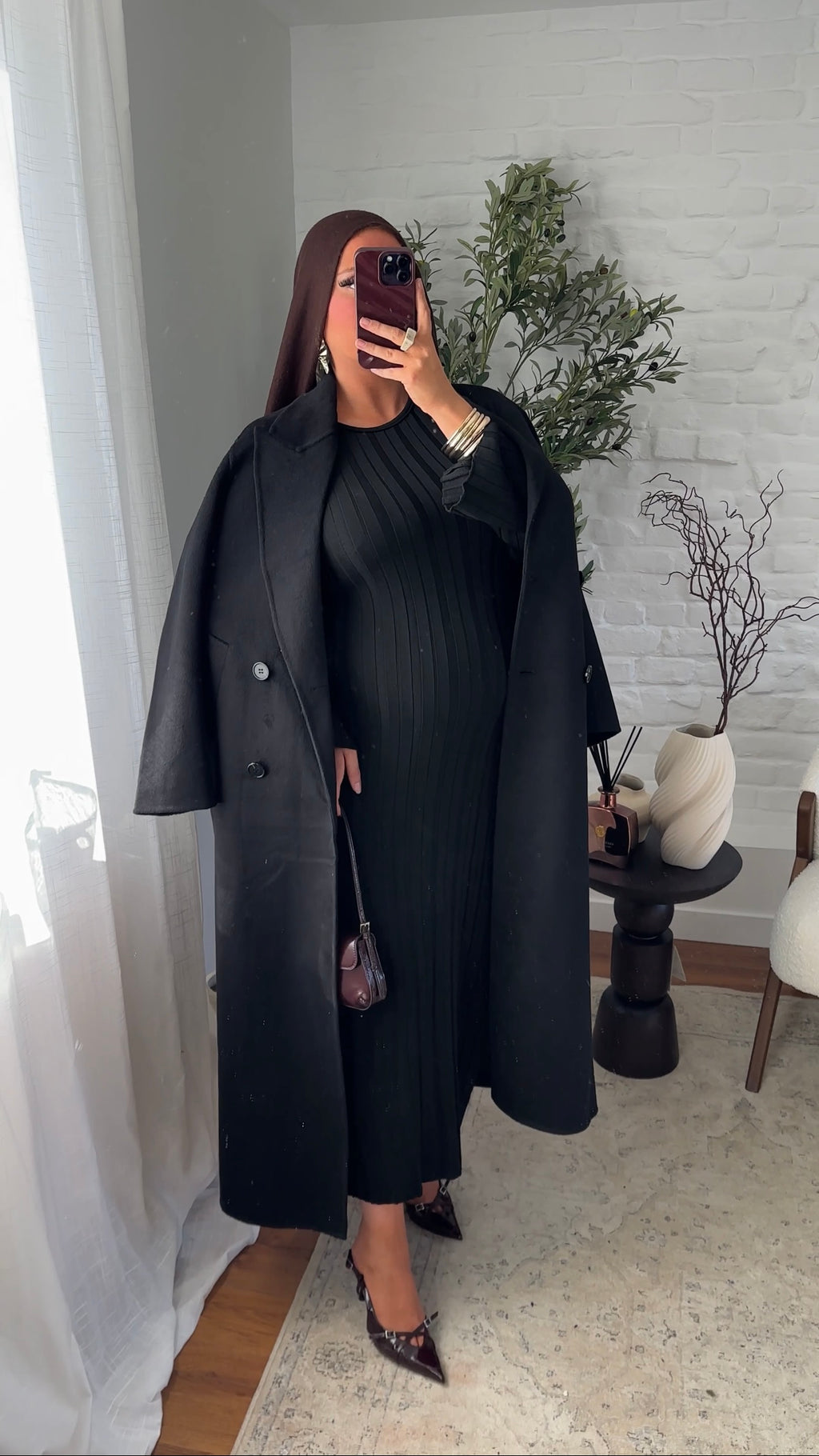 [GAMME LUXE] Manteau ultra long fait main en laine véritable | Noir