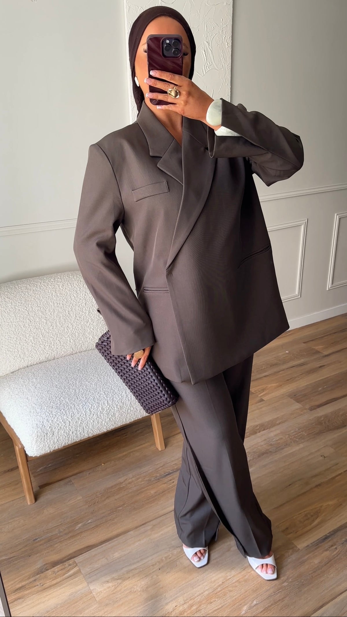 [GAMME PREMIUM] Blazer oversize cache cœur | Marron