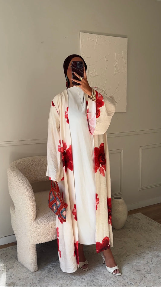 Kimono à fleurs ALMAZE | Rouge
