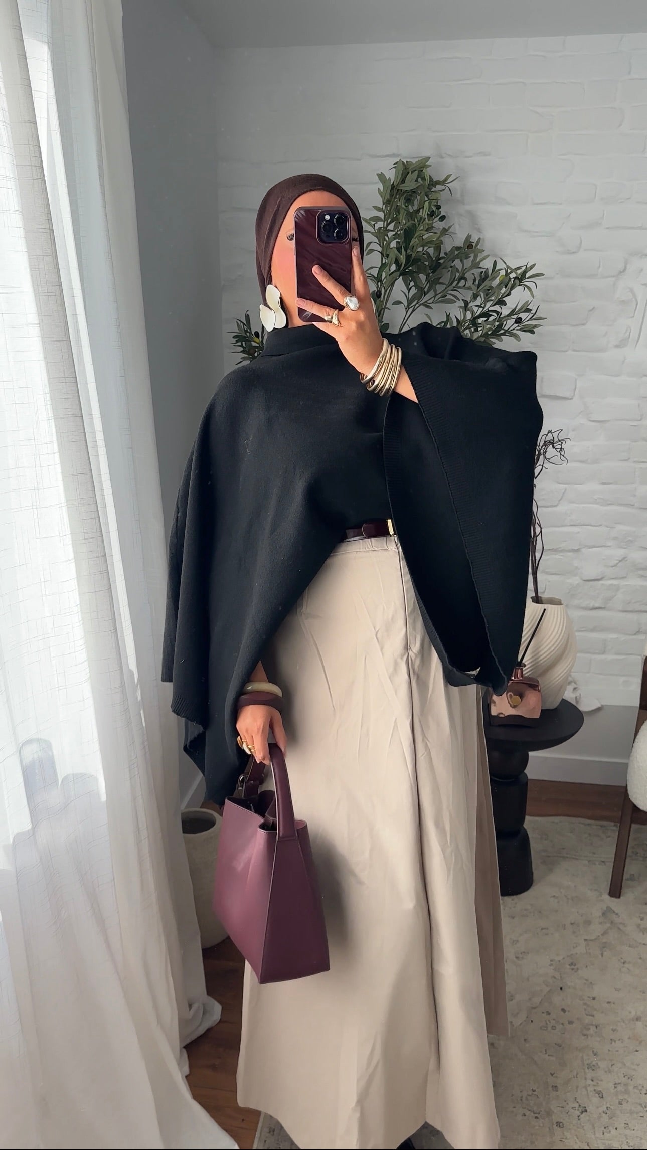 Cape en maille ultra douce | Noir