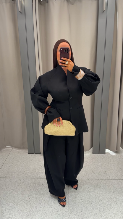 [GAMME PREMIUM] Blazer à manches bouffantes | Noir