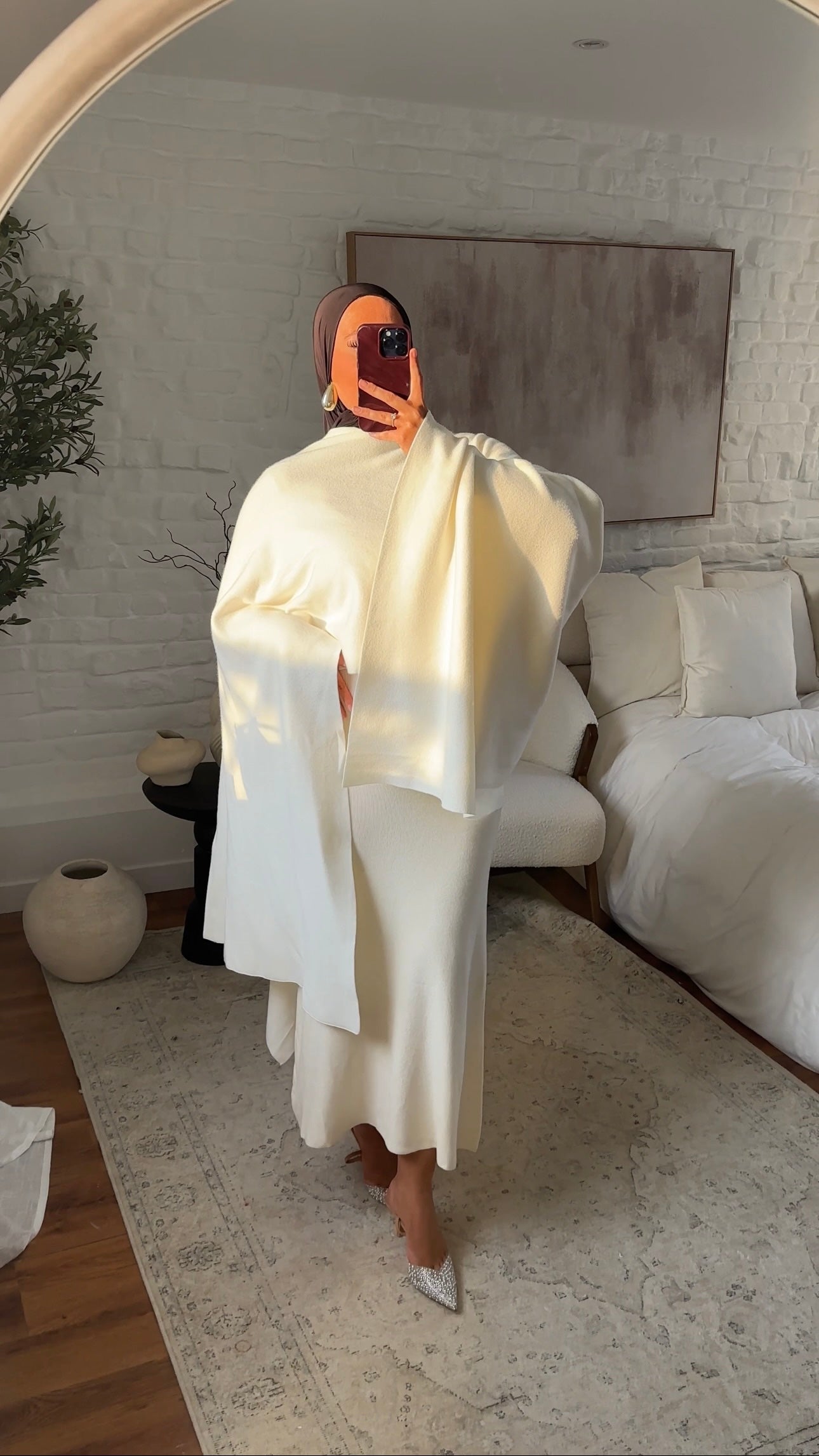 [CRÉATION] Cape ultra longue en maille | Blanc