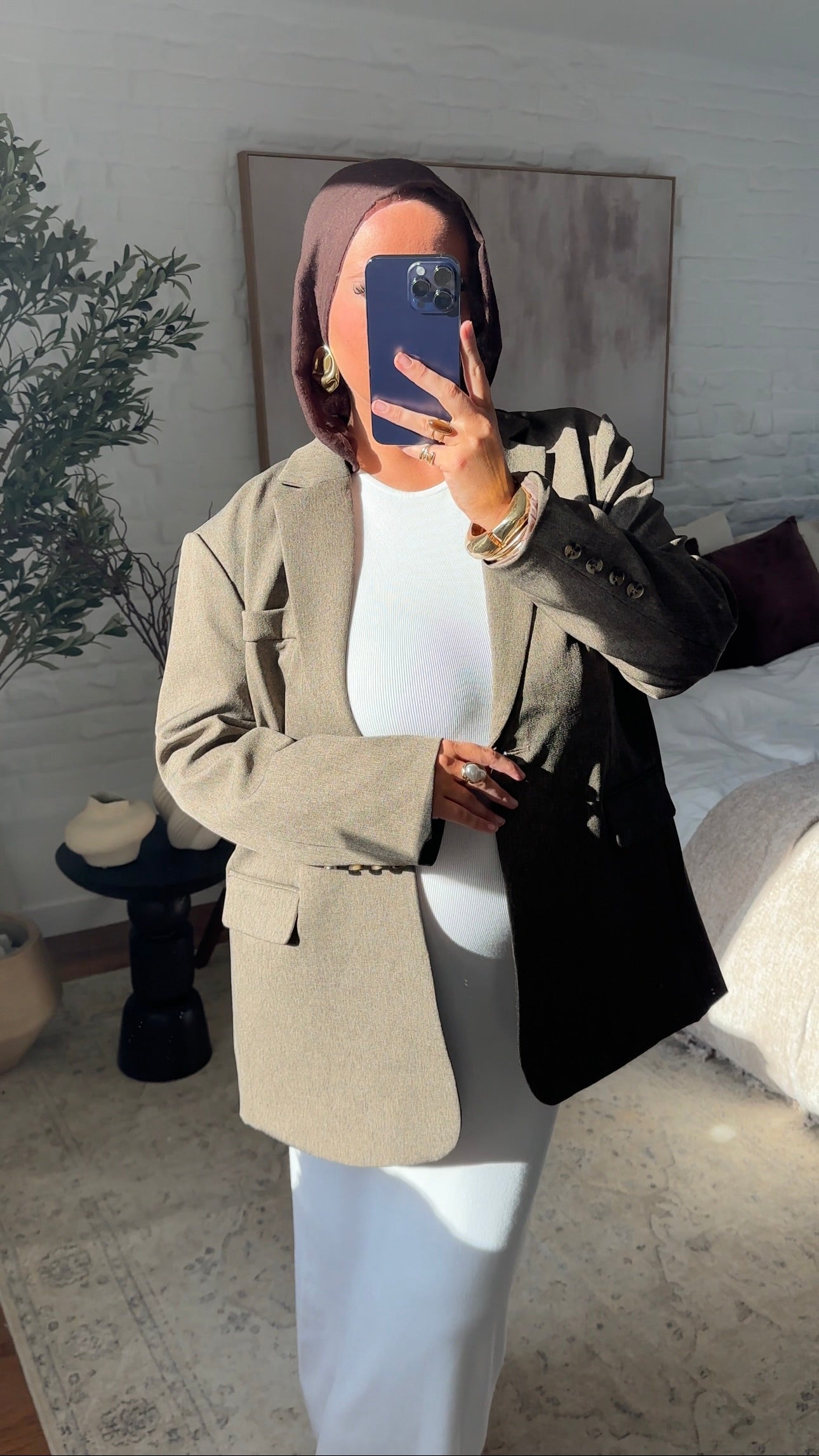 [GAMME PREMIUM] Blazer oversize cintré | Marron/Taupe