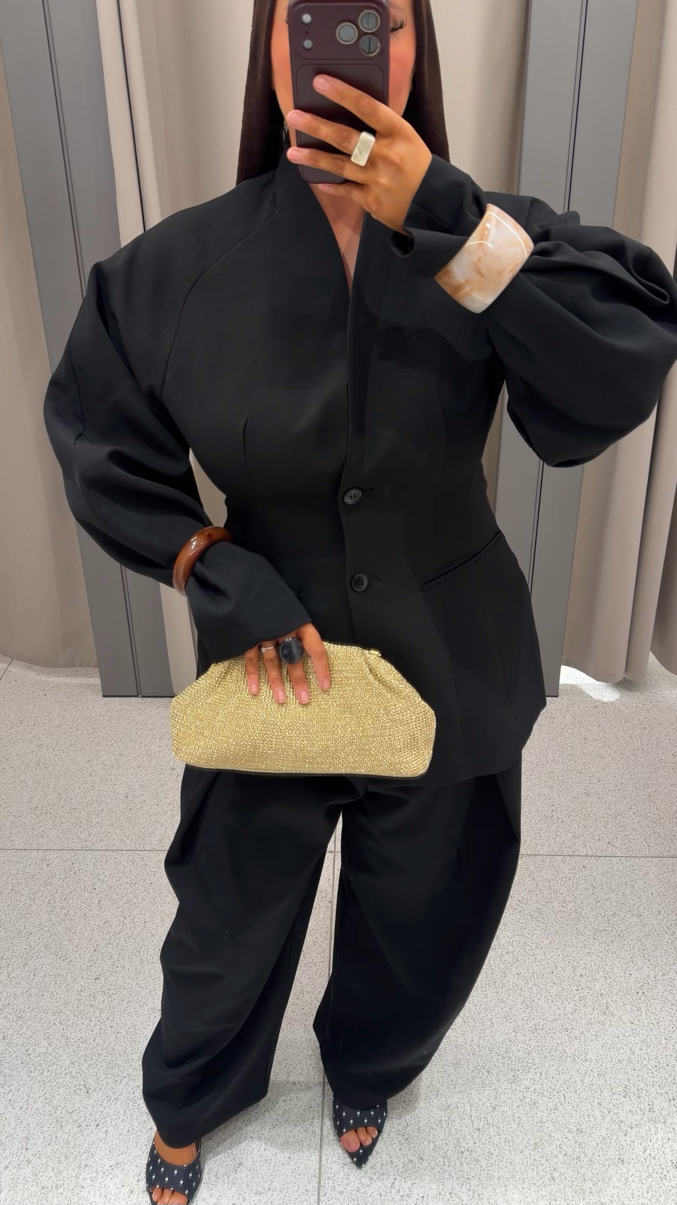 [GAMME PREMIUM] Blazer à manches bouffantes | Noir