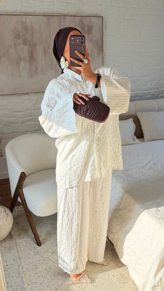 Ensemble ultra fluide en lin | Blanc