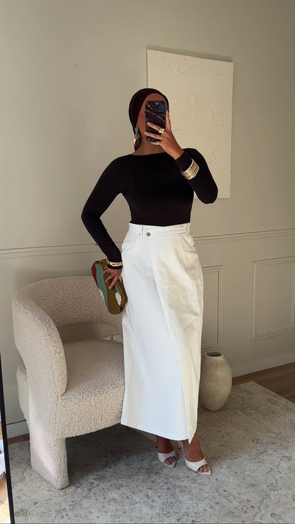 Jupe en jean portefeuille | Blanc