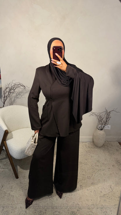 Ensemble veste cintrée et pantalon | Marron