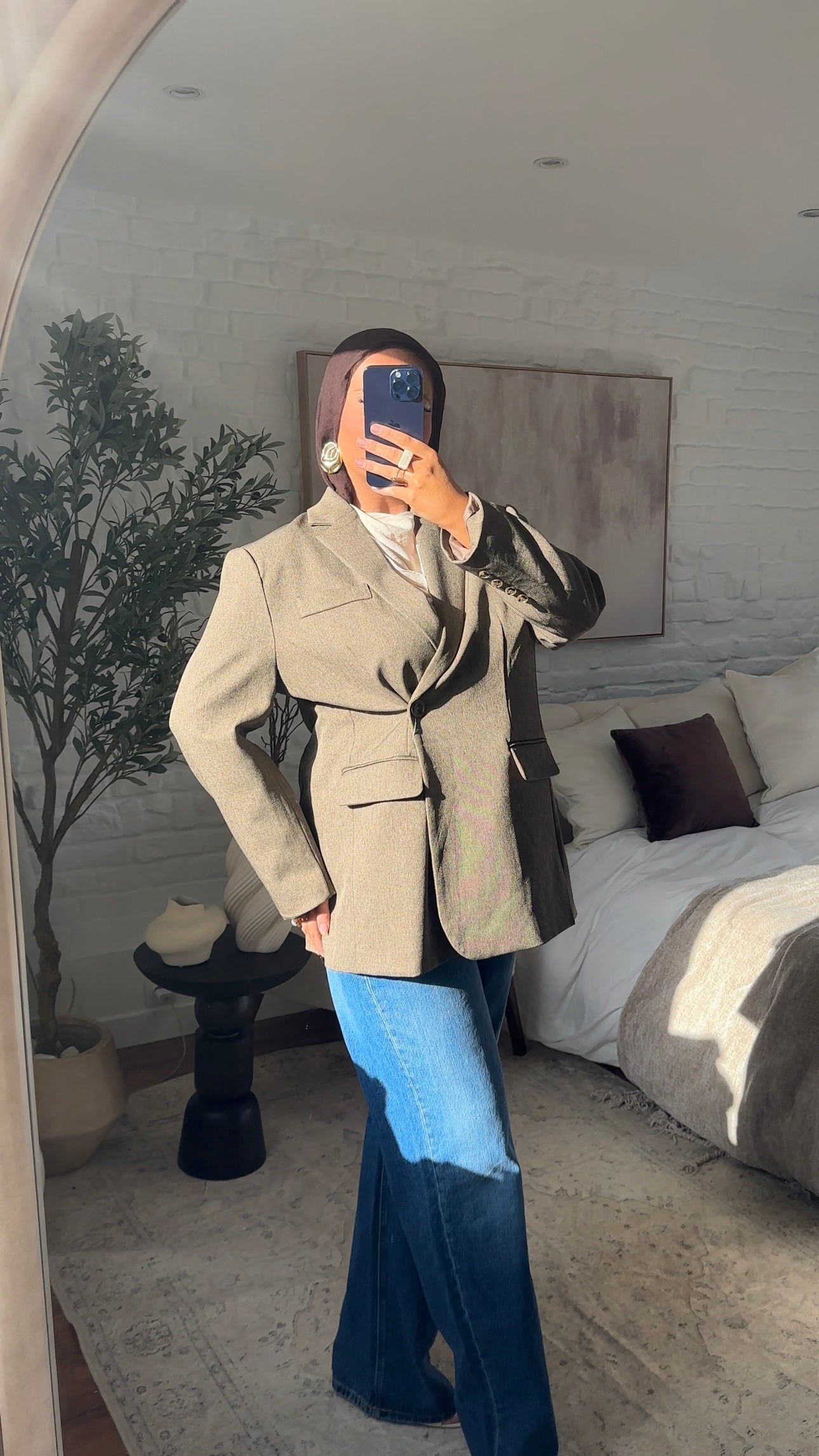 [GAMME PREMIUM] Blazer oversize cintré | Marron/Taupe