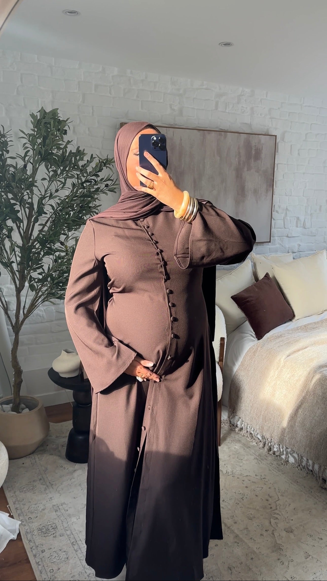 [GAMME PREMIUM] Robe longue à boutons | Marron