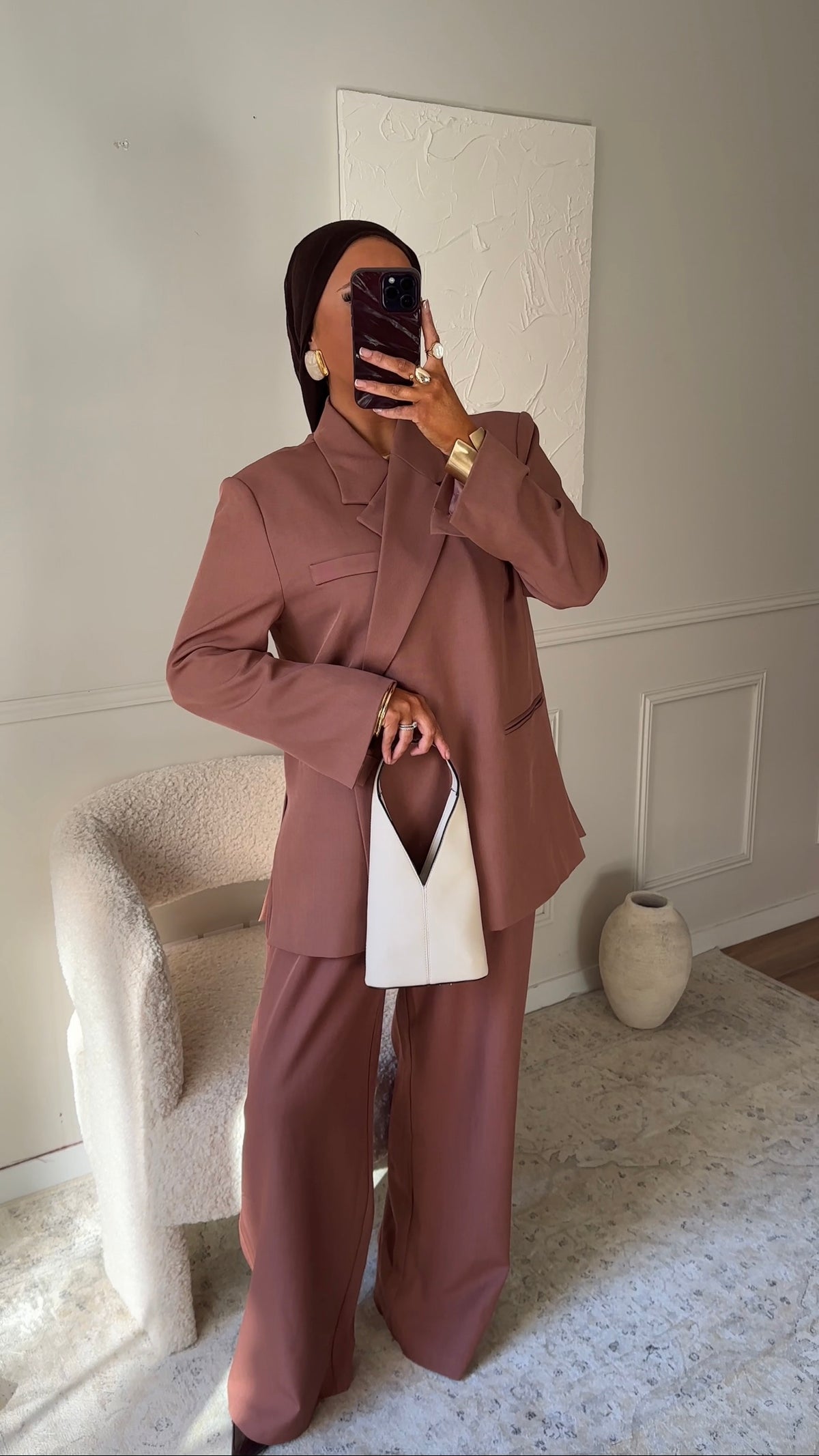 [GAMME PREMIUM] Blazer oversize cache cœur | Mocha
