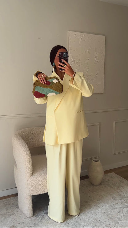 [GAMME PREMIUM] Blazer cache cœur oversize | Jaune