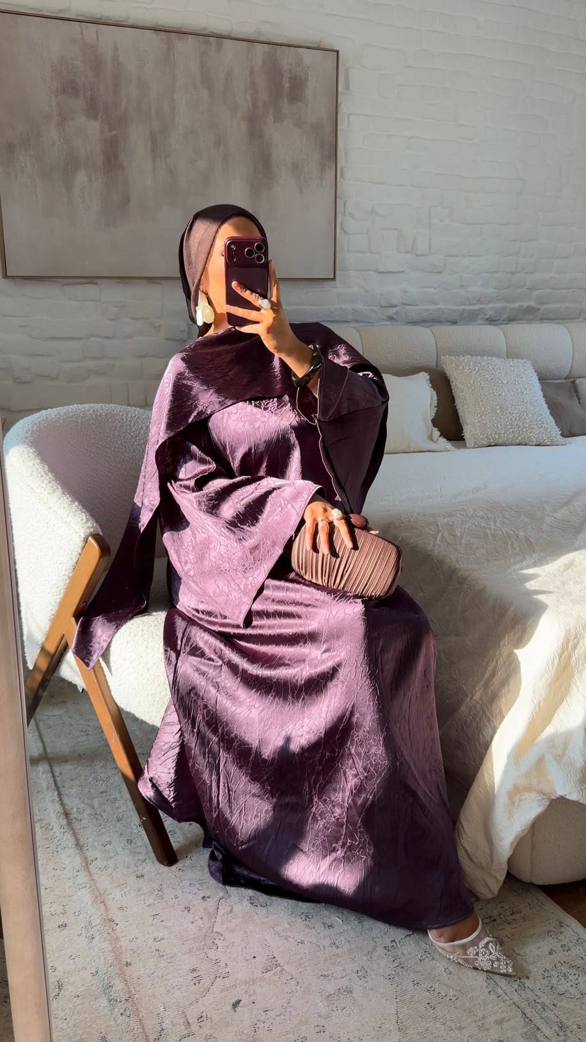 Robe ultra longue à cape intégrée OVA | Aubergine