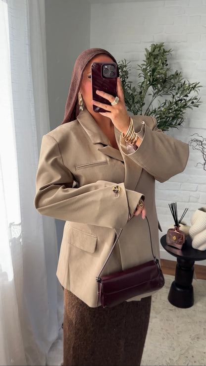 [GAMME PREMIUM] Blazer cache cœur oversize à boutonnage | Beige