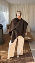 [GAMME LUXE] Manteau cape en laine | Marron