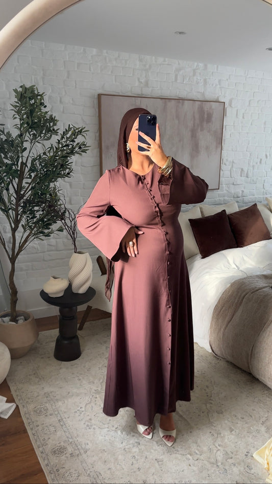 [GAMME PREMIUM] Robe longue à boutons | Bordeaux