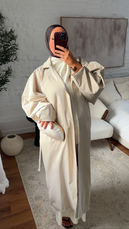 Trench ultra long à manches bouffantes | Beige