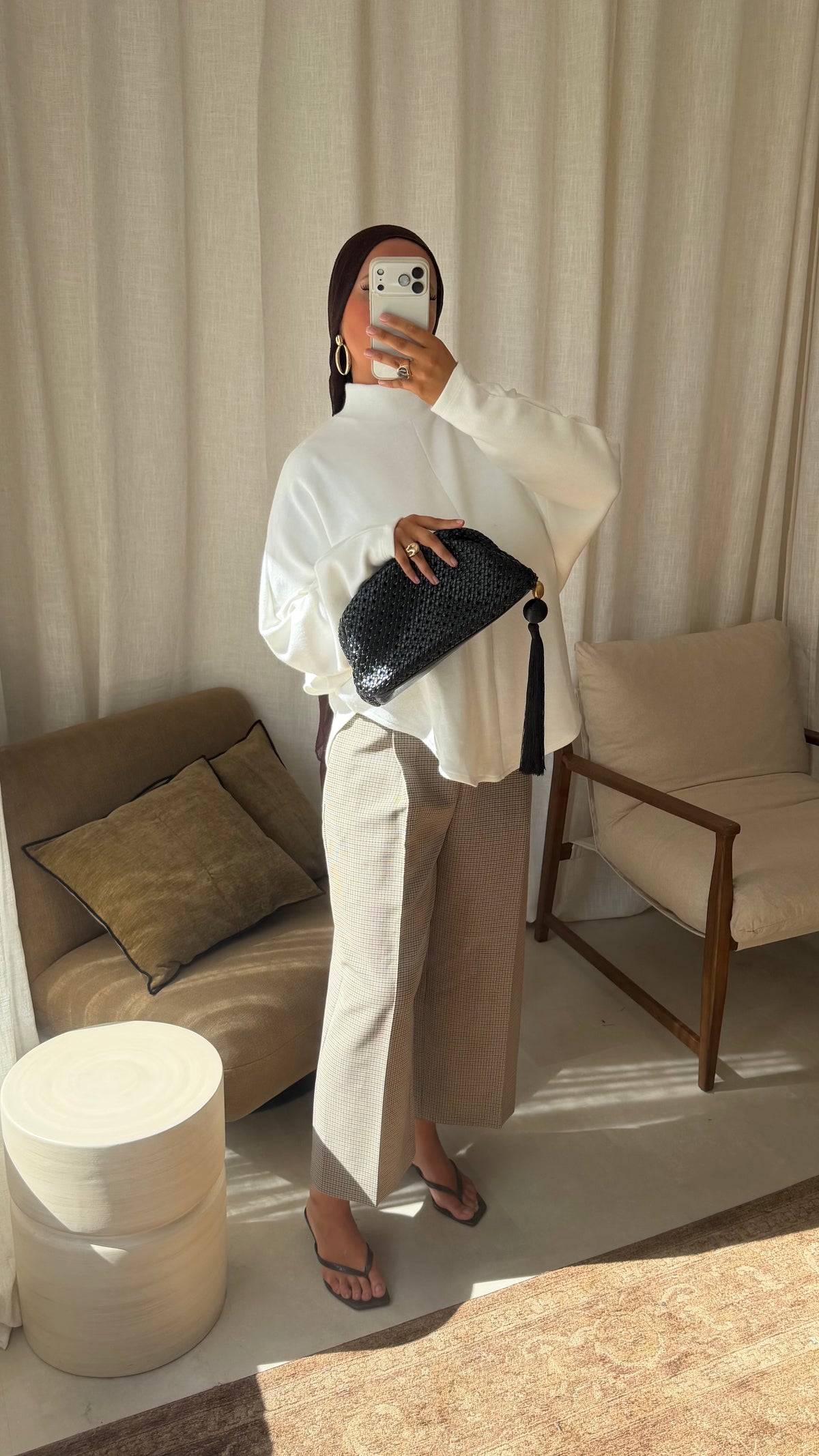Pantalon à carreaux | Beige