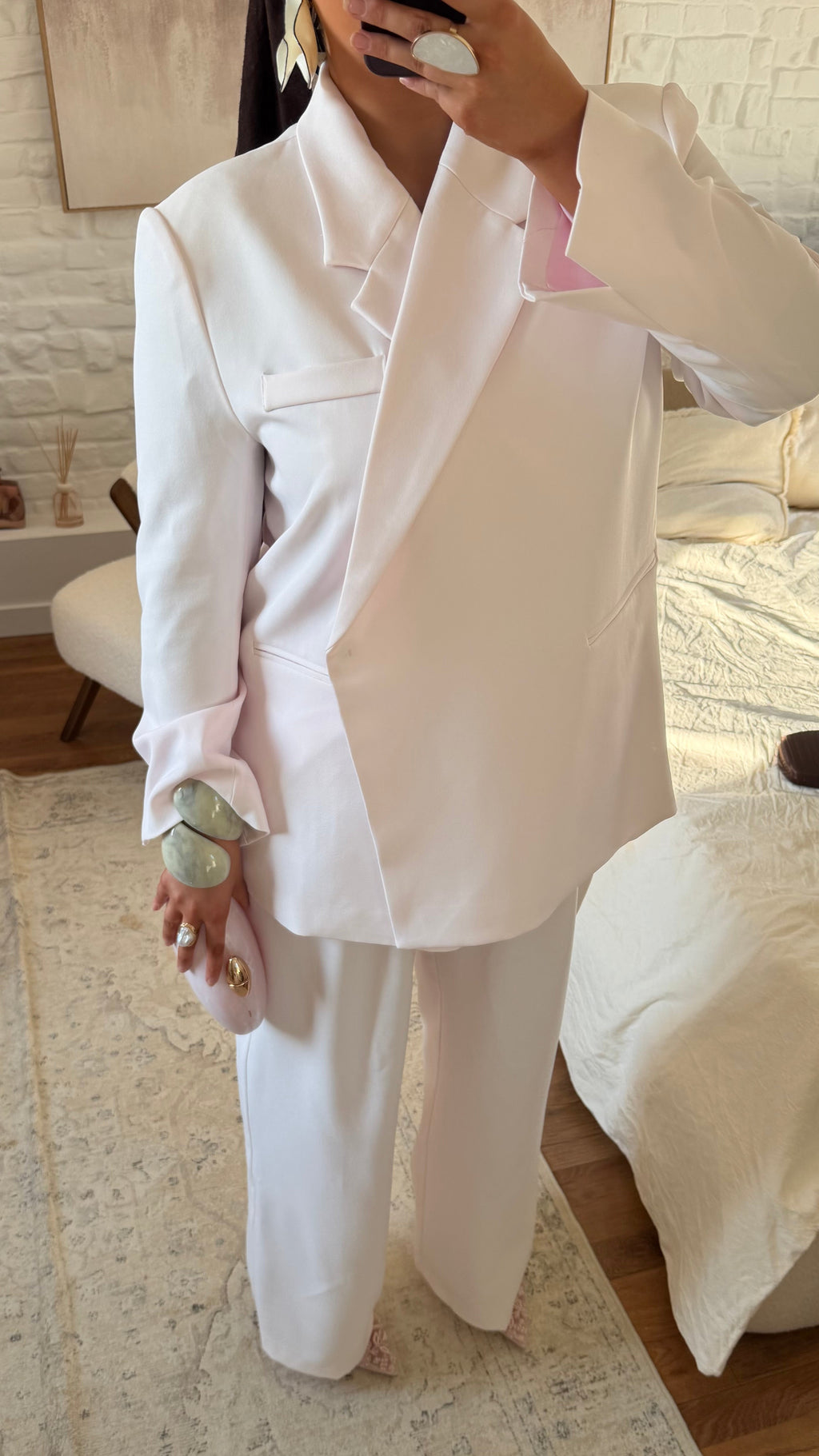 [GAMME PREMIUM] Blazer oversize cache cœur | Rose pâle
