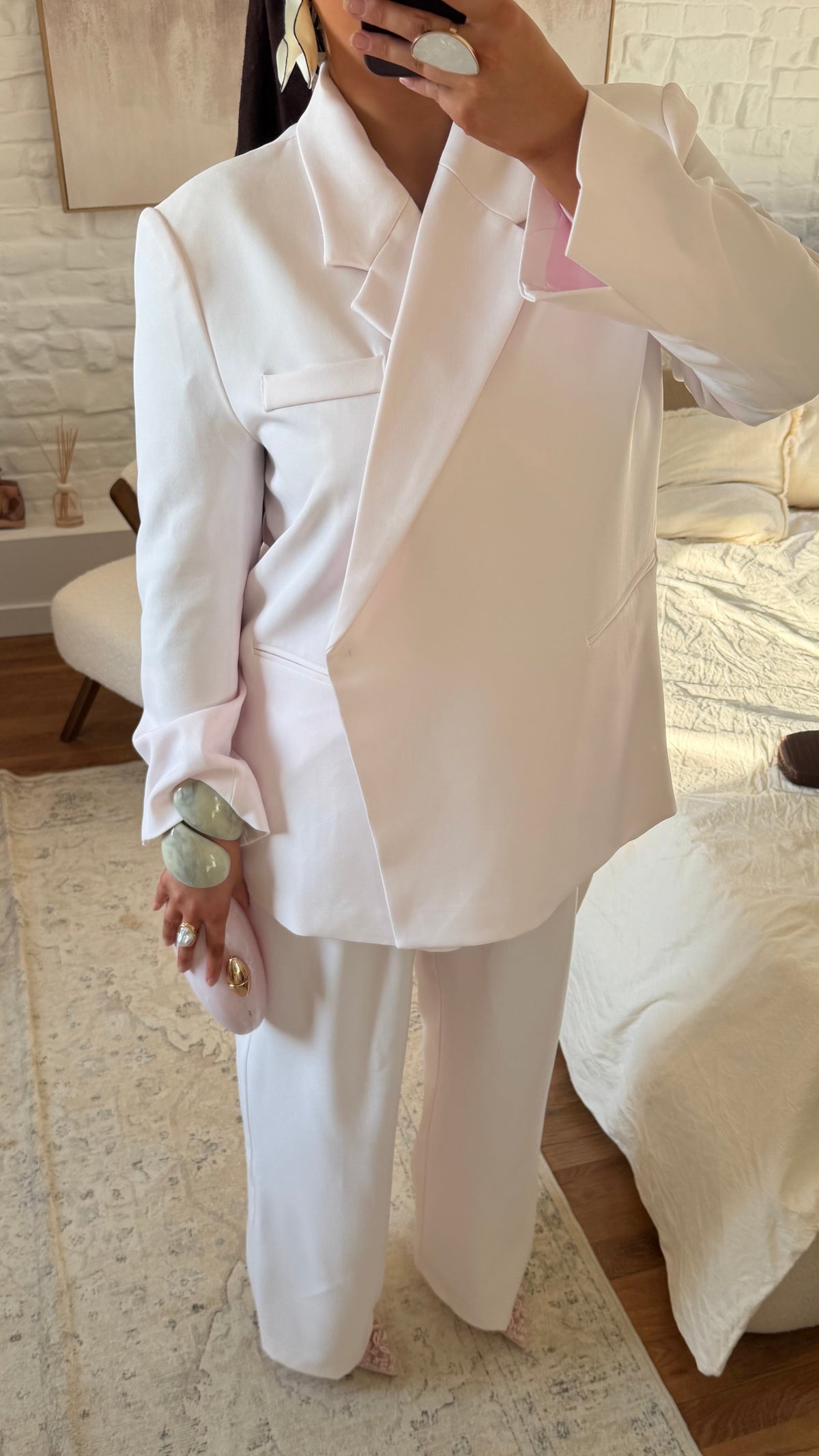 [GAMME PREMIUM] Blazer oversize cache cœur | Rose pâle