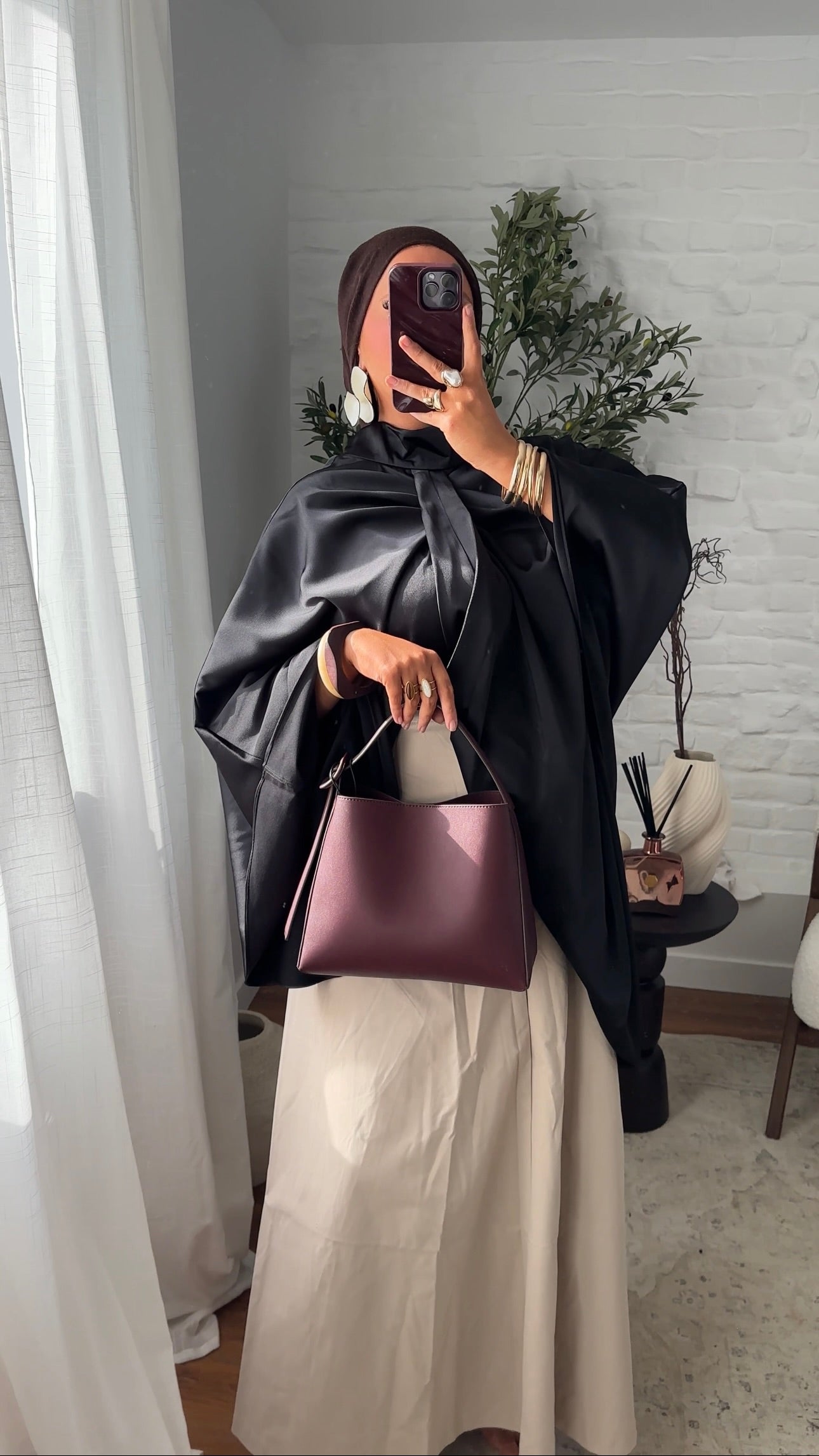 Jupe ultra longue évasée stretch | Beige