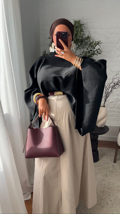 Cape en maille ultra douce | Noir