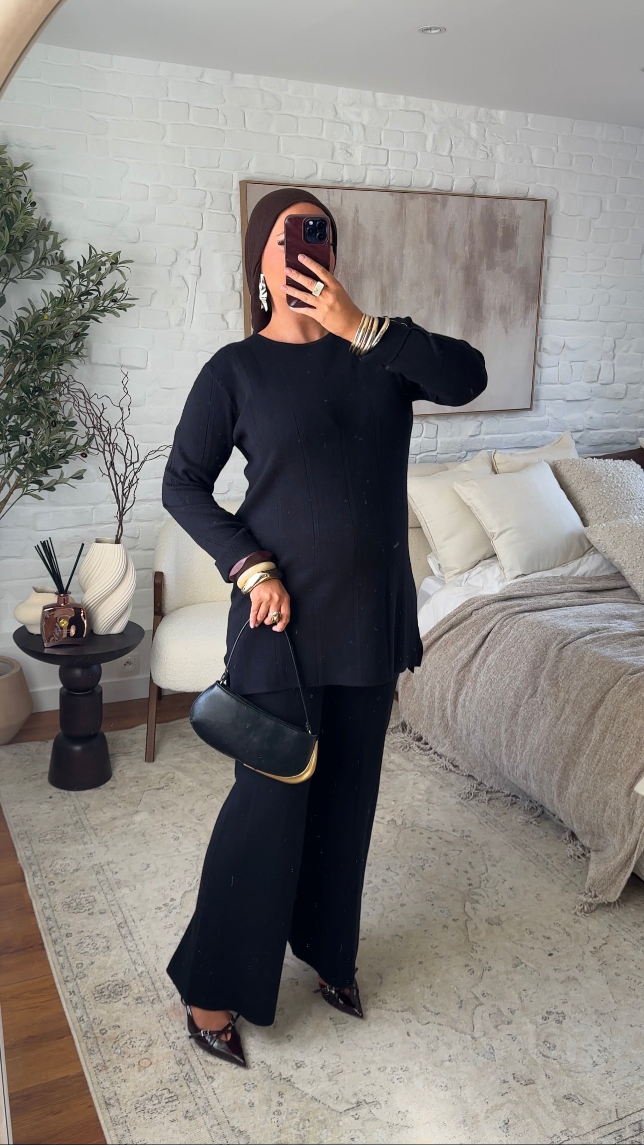 Ensemble comfy en maille à pantalon | Noir