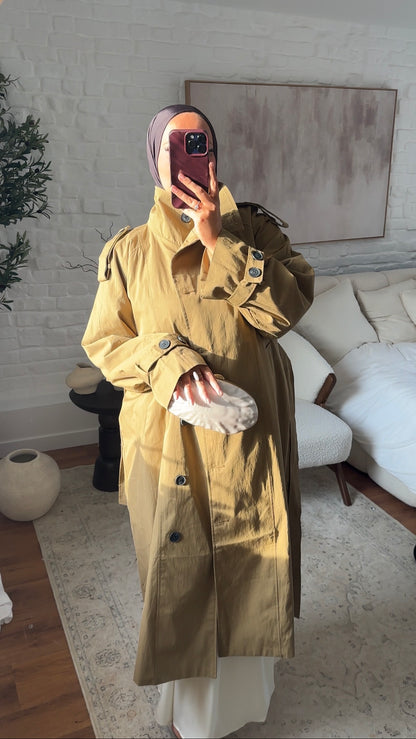 [GAMME PREMIUM] Trench ultra long à boutons | Vert