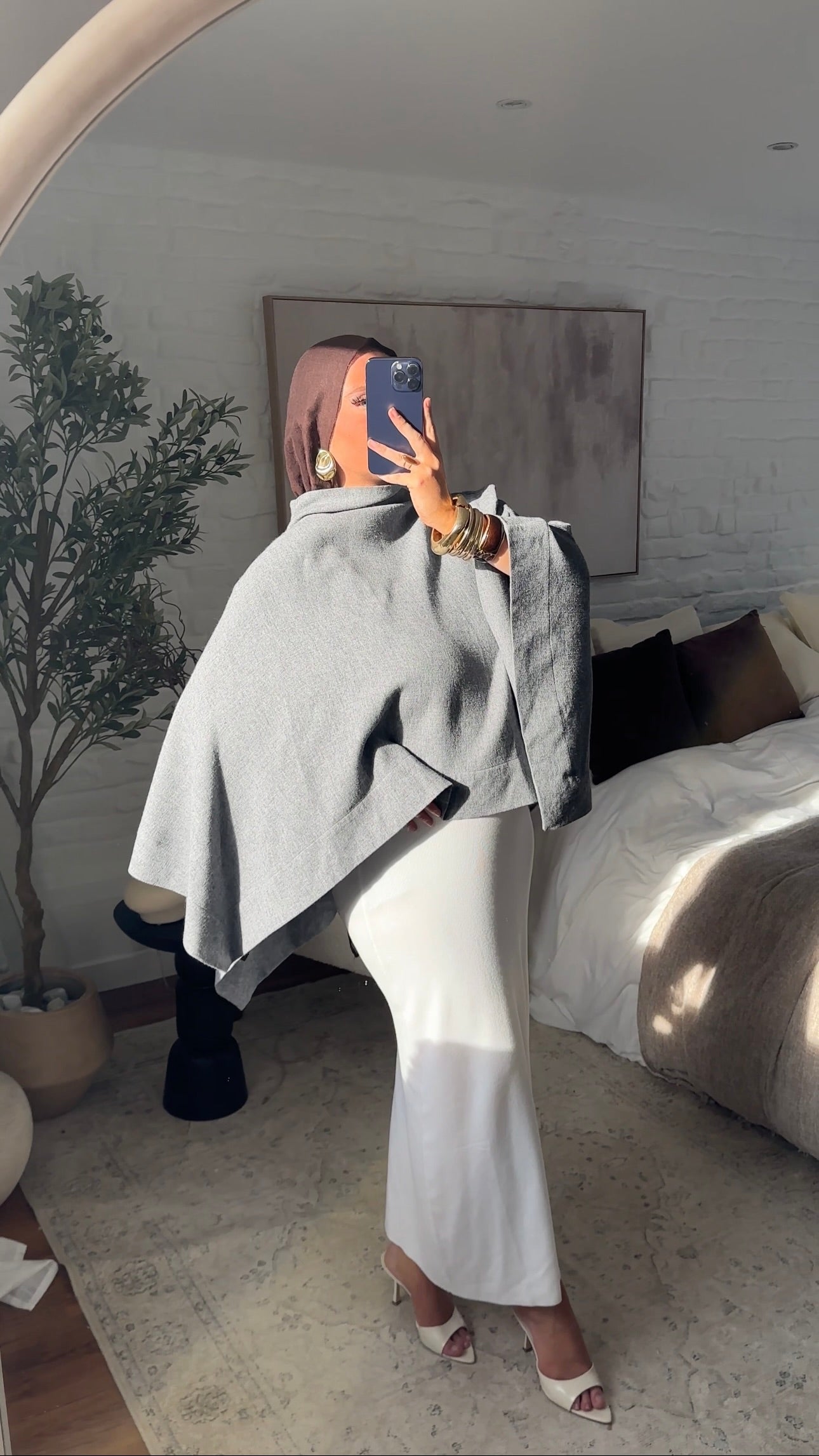 [CRÉATION] Cape longue ultra oversize asymétrique | Gris