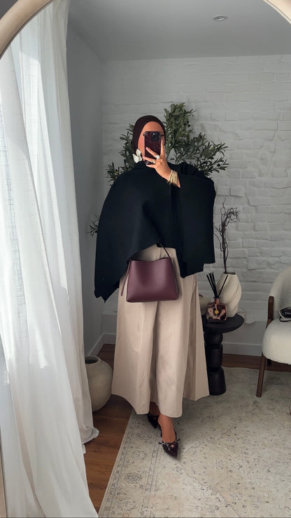 Jupe ultra longue évasée stretch | Beige