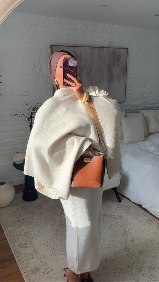Cape en maille ultra douce | Beige