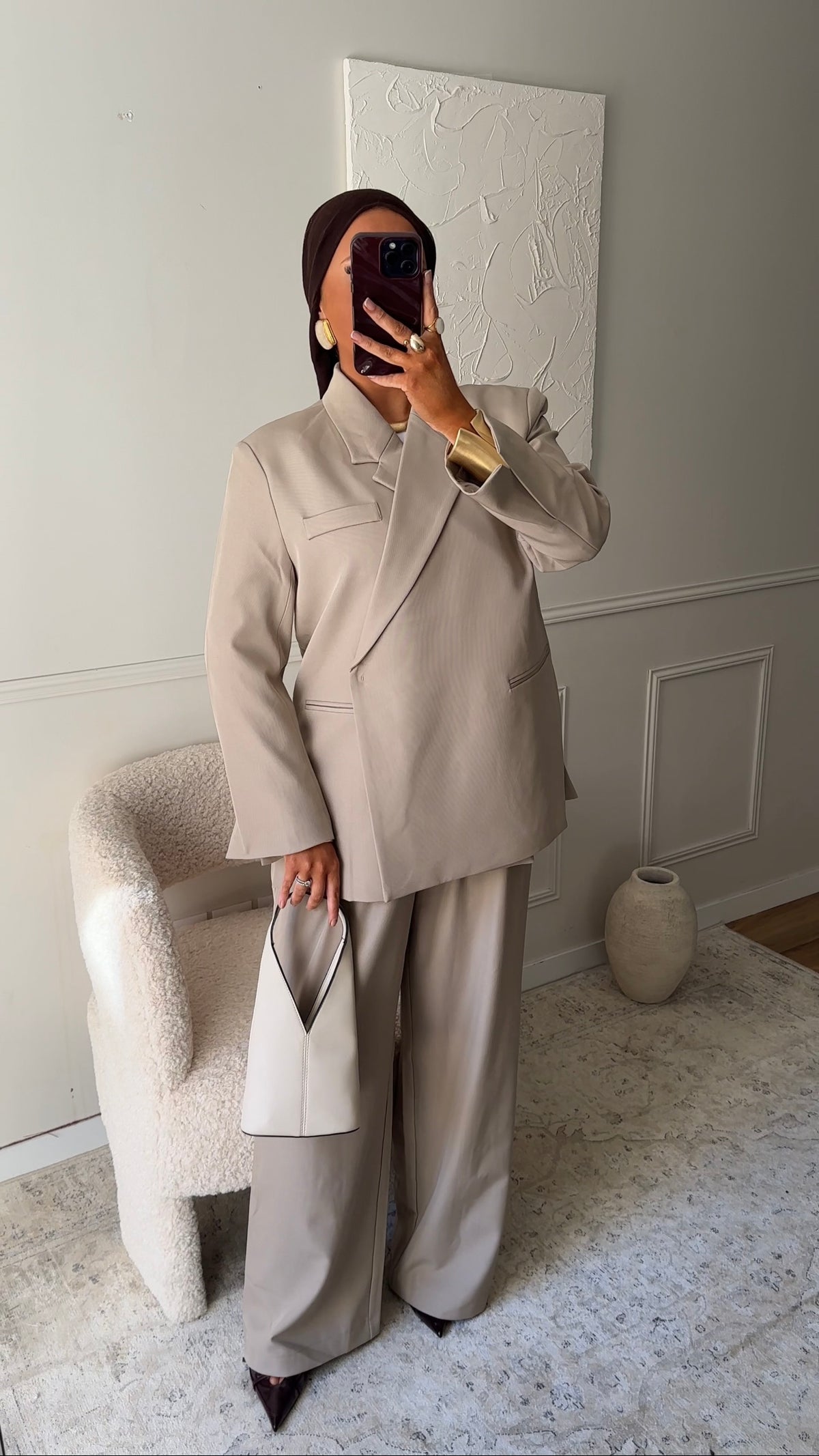 [GAMME PREMIUM] Blazer oversize cache cœur | Beige