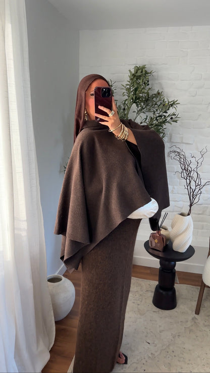 Cape en maille ultra douce Marron | Pré-commande