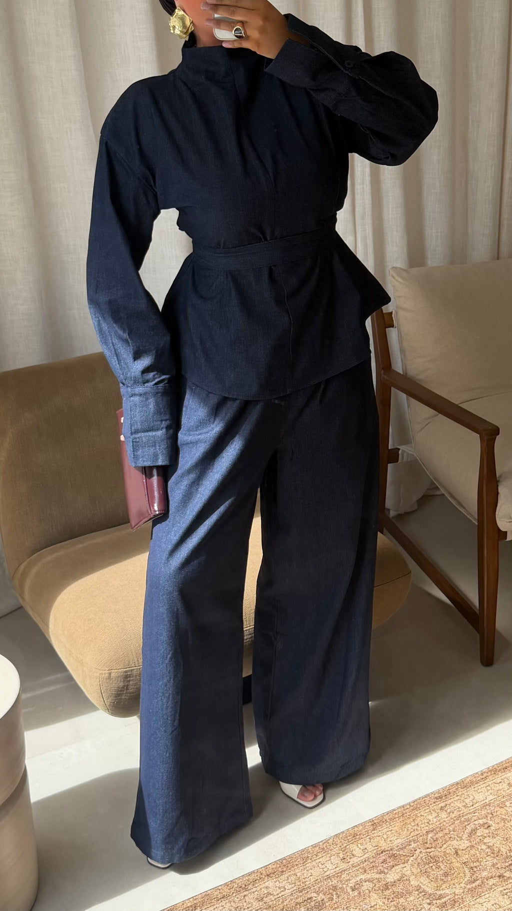 Set deux pièces en jean ALYA | Bleu jean | Pré-commande (envoi sous 2 semaines)