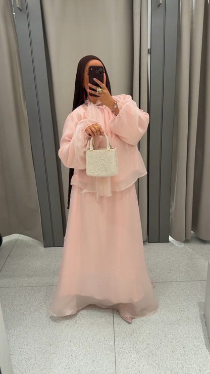 [GAMME PREMIUM] Blouse satinée doublée | Rose poudré