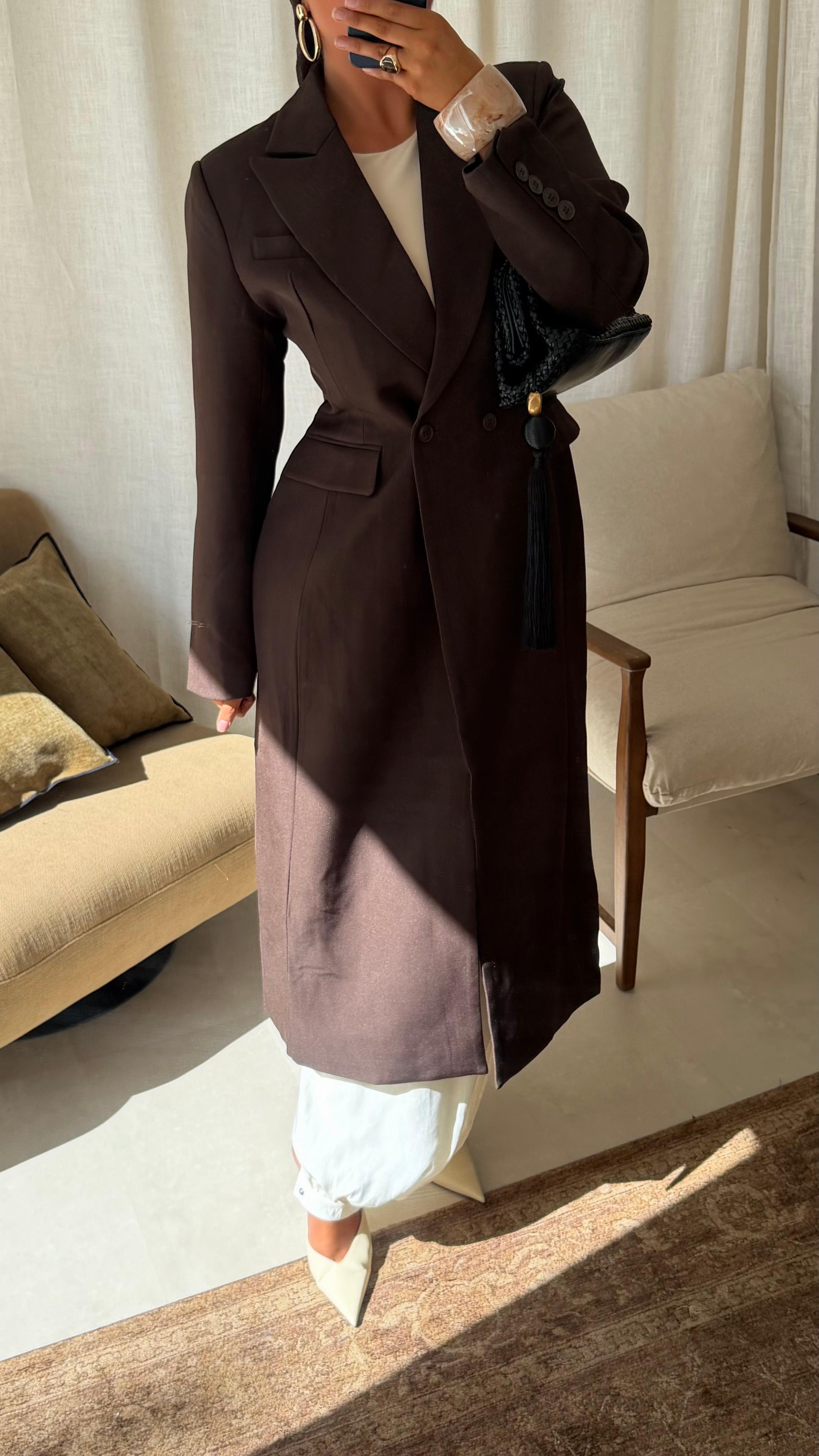 Manteau cintré ultra long | Marron
