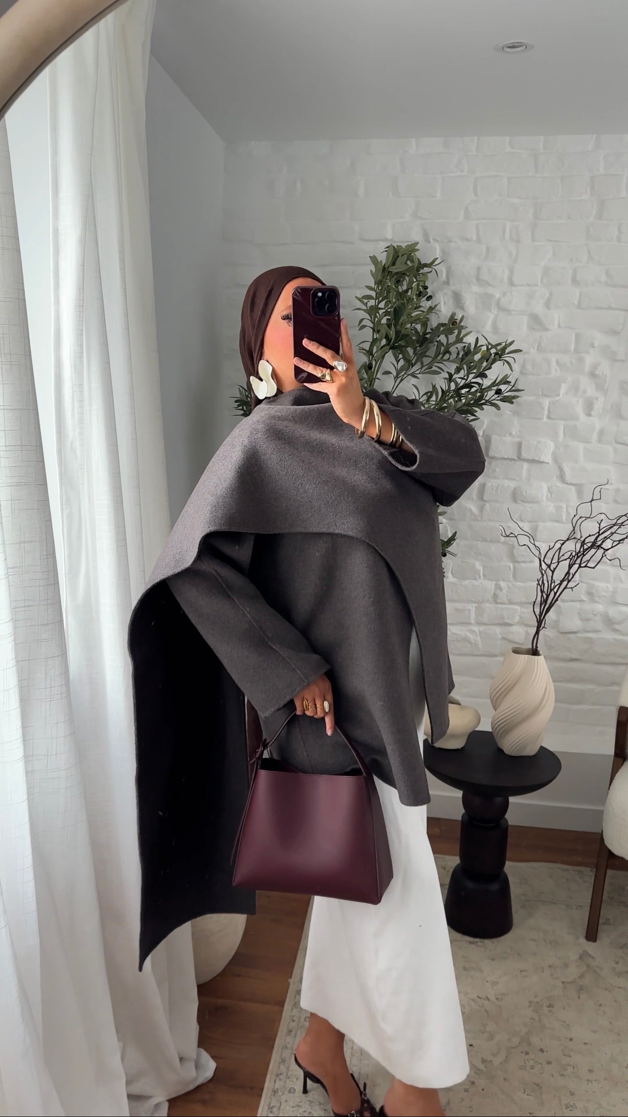 [CRÉATION] Manteau à cape en laine véritable fait main en atelier français | Taupe