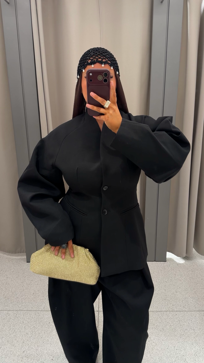 [GAMME PREMIUM] Blazer à manches bouffantes | Noir